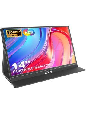 14" Portable 1080P Laptop Monitor - Travel-Friendly Screen with VESA Mount